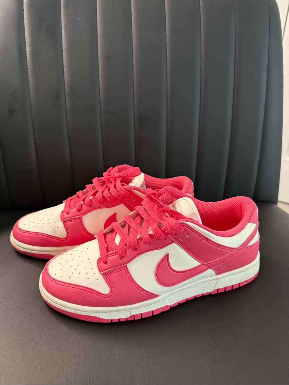 Nike Pink and White Low-Top Sneakers
